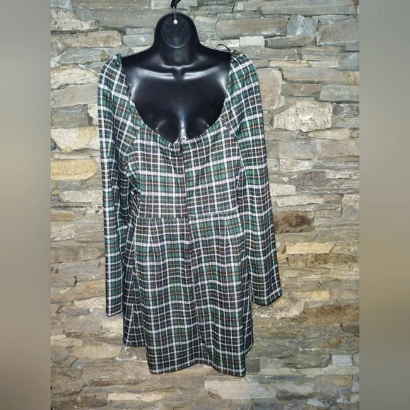 Mi Ami for Francesca's NWT plaid green dress size xl, square neck XL - Picture 10 of 13